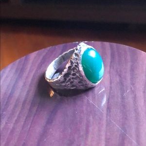 Amazing vintage brutalist style men sterling ring